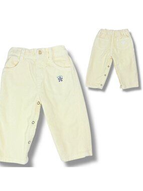 Vintage Guess Baby Girls Yellow Cord Elastic Waist Bottoms Pants 12m